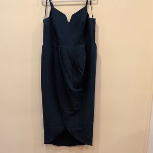 City Chic Navy Draped Midi Dress